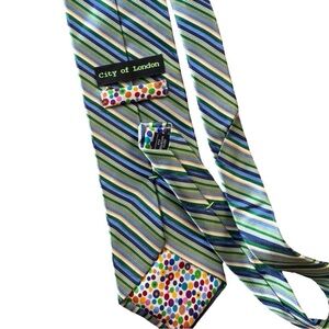 City of London Silk Striped and Polka dot Necktie - Green